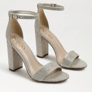 Sam Edelman Yaro light gold mesh Sz 10 1/2 M ankle strap  block heel sandals new